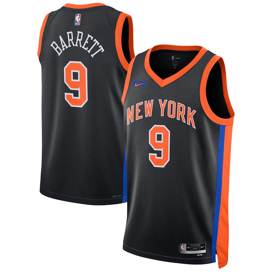 Men New York Knicks #9 RJ Barrett Nike Black City Edition 2022-23 Swingman NBA Jersey->youth nba jersey->Youth Jersey